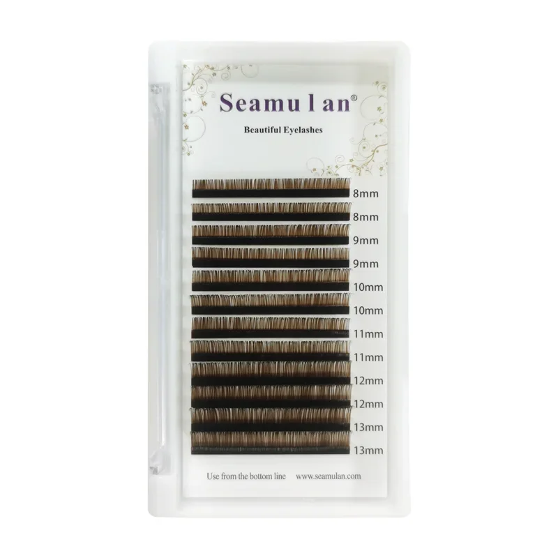 Seamulan Brown Eyelash Extension Individual Eyelash Mix Length Colored Eyelashes Brown Lash Eyelash Extension Make Up for Women