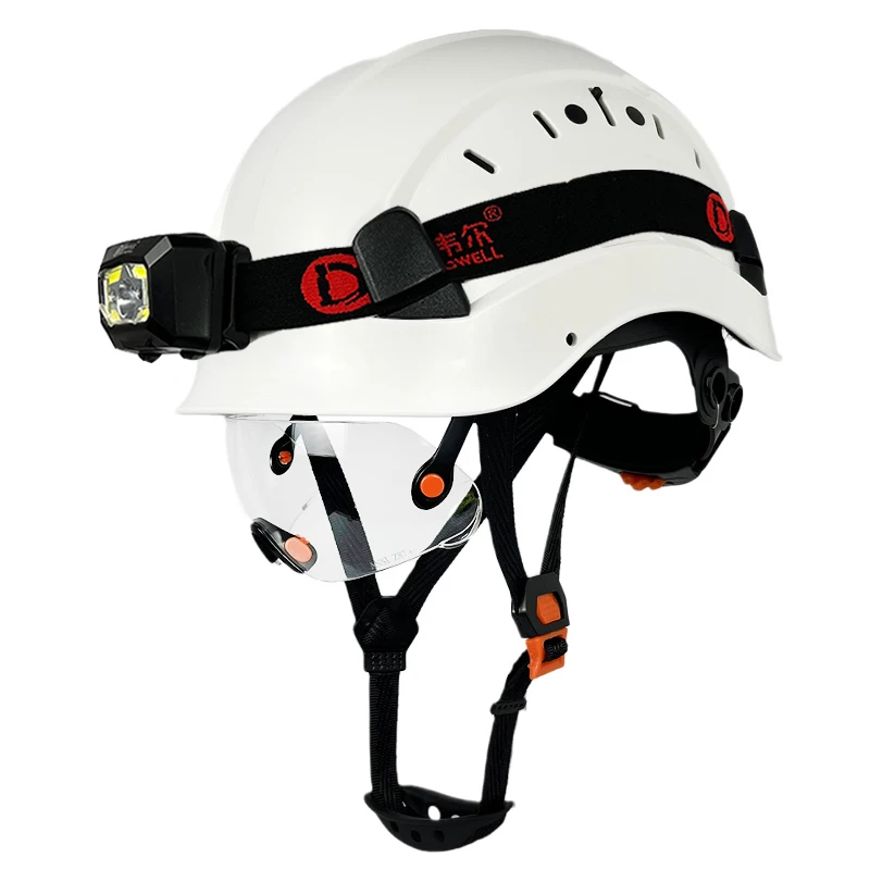 

CE Construction Safety Helmet With Visor Led Head Light ABS HardHat Aloft Work ANSI Industrial Outdoor Rescue Work Protection