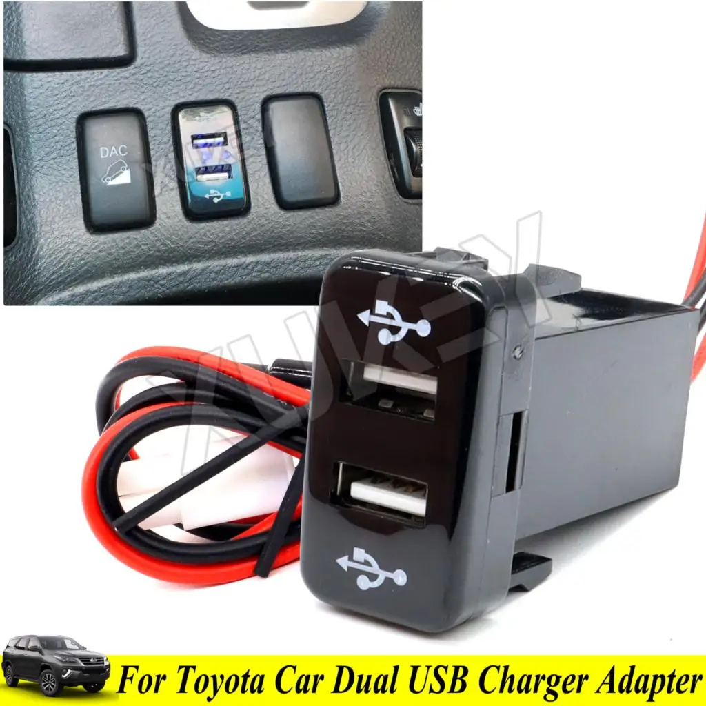 Dual USB Car Smartphone Inverter Phone Charger 5V 3.1A 2 Ports Vehicle Power For Toyota FJ Cruiser Tacoma Prado Auto Accessories