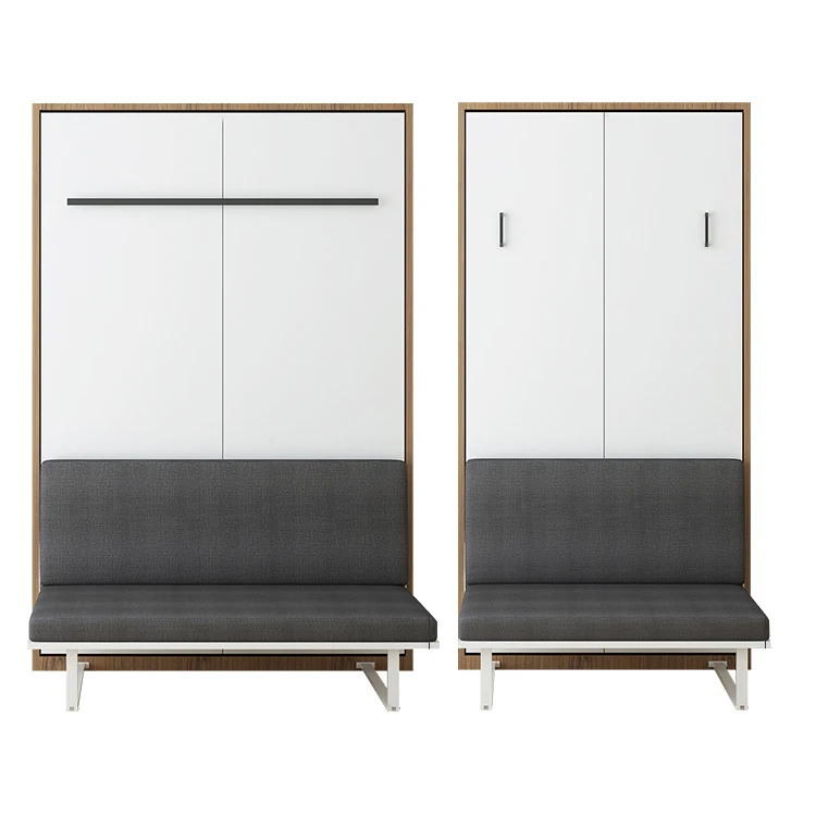 

Factory Price Invisible Manual Vertical Wall Bed Space Saving Stable Pull Down Hidden Folding Murphy Bed With Sofa