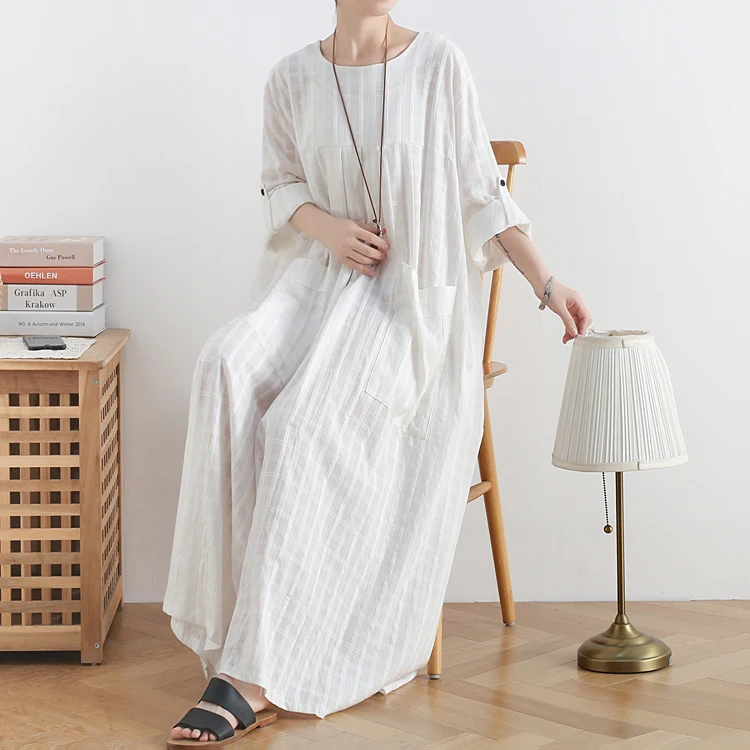 White Linen Long Dr… - image