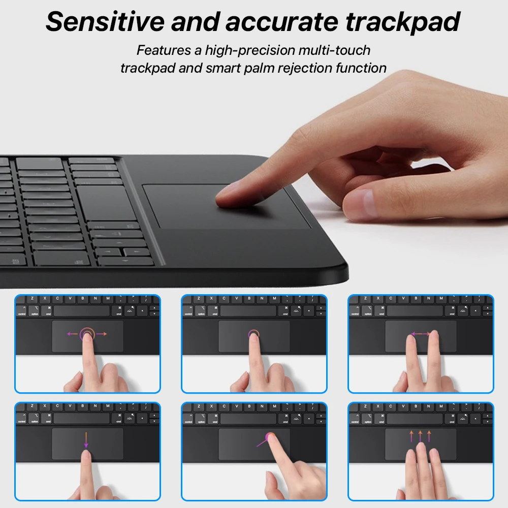 Imagem -04 - para Ipad Português Teclado Air Air 10.9 Polegadas Ipad Pro 11 Case de Teclado Mágico e Mouse Retroiluminado Touchpad Teclado Bluetooth