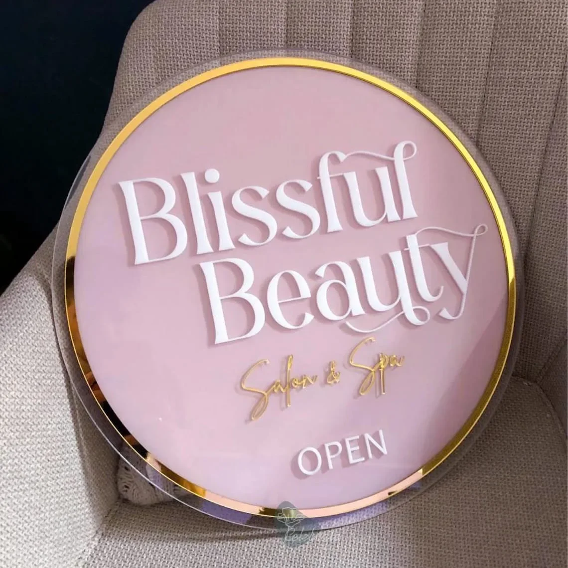 Logo Design Custom Round Acrylic Sign 3D Cut / UV Print Logo Wall Sign Personalized  Business Signage for Beauty Salon Outdoor