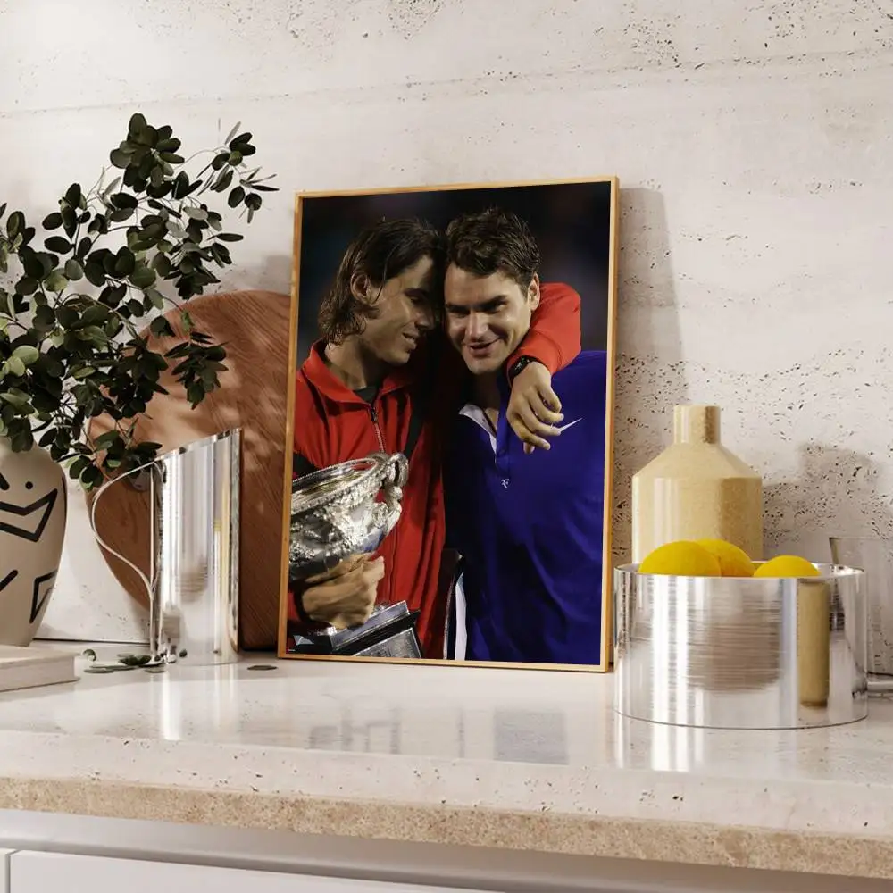 لاعبي التنس الشهير روجر فيدرر رافائيل نادال ملصق ذاتي اللصق الفن ورق مقاوم للماء ملصق المنزل بار غرفة جدار ديكور