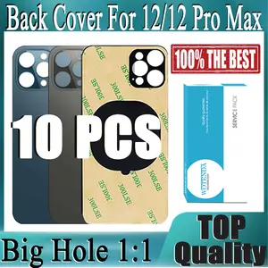 Bilashmart 10 2 in 1 Big Hole Rear Battery Back Door Glass iPhone 12 Pro Max Back Cover Glass iPhone 12 Replacement Part