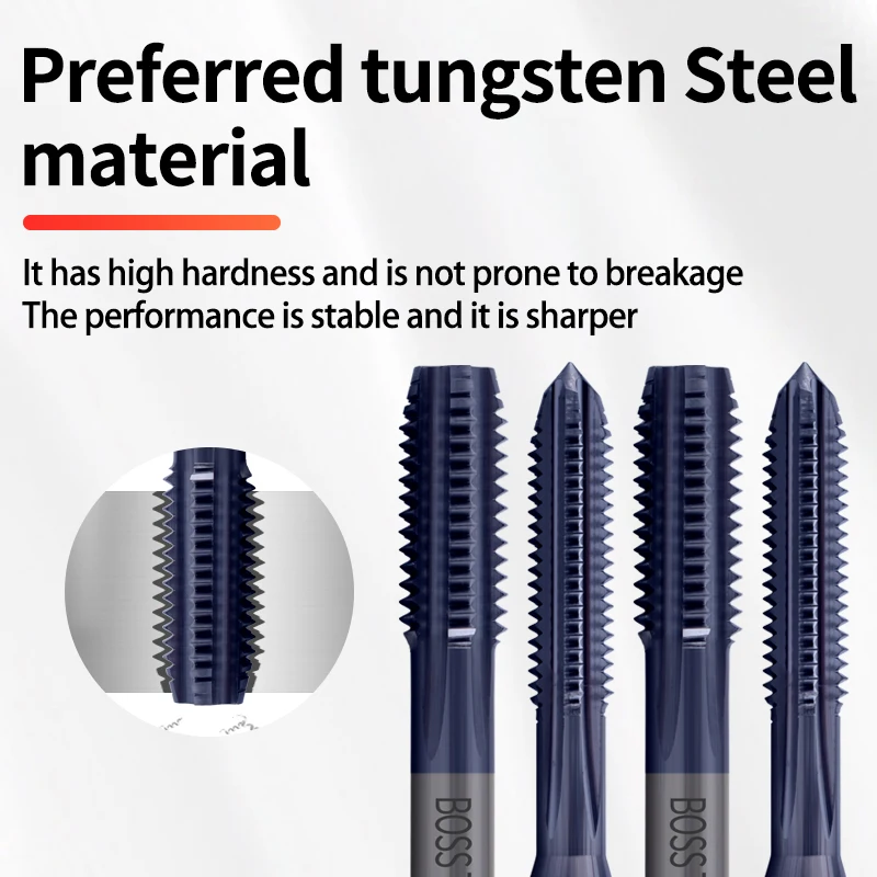 BOSS TAPS Carbide Tungsten Steel JIS Standard Straight Fluted Tap UNC UNF 4-40 6-32 Machine Screw Thread Taps For HRC 55° - 62°