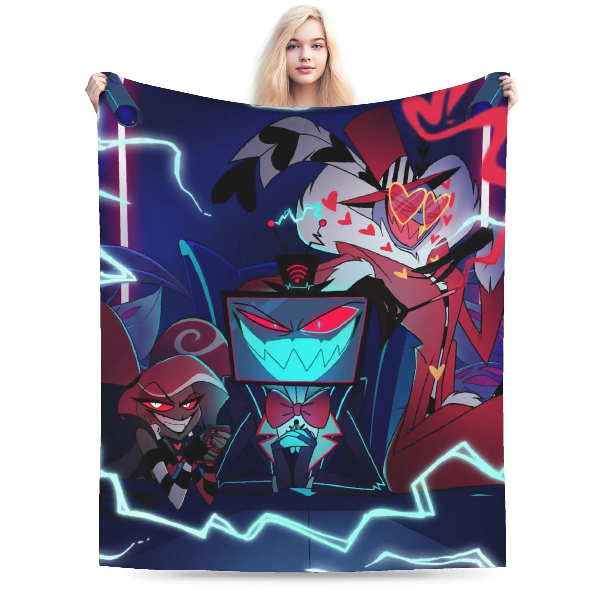 الكرتون Hazbins الفنادق بطانية الفانيلا النسيج ديكور المحمولة لينة رمي بطانية للسرير الأريكة الفراش يلقي