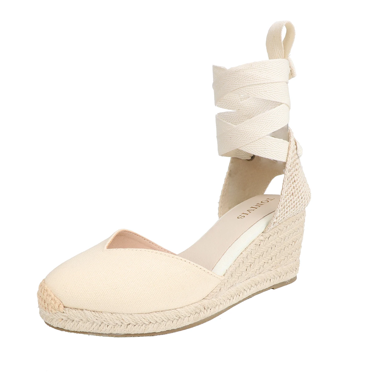 

Summer Women's High Heeled Thick Sandals Comfortable Wrap Toe Slope Heel Strappy Heels Handmade Shoes With Hemp Soles Espadrille