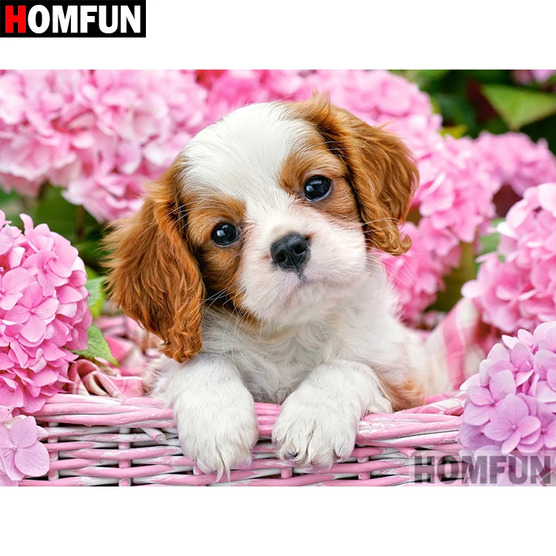

HOMFUN 5D DIY Diamond Painting Full Square/Round Drill "Animal dog" 3D Embroidery Cross Stitch gift Home Decor A02068