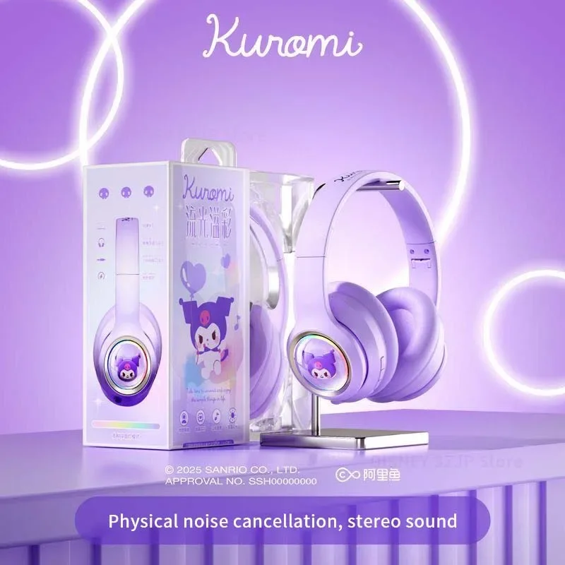 

Sanrio Headphones Bluetooth Kuromi Wireless Headsets Earphones EM-699 Stereo Sound Noise Reduction Earbuds Anime Cartoon Gifts