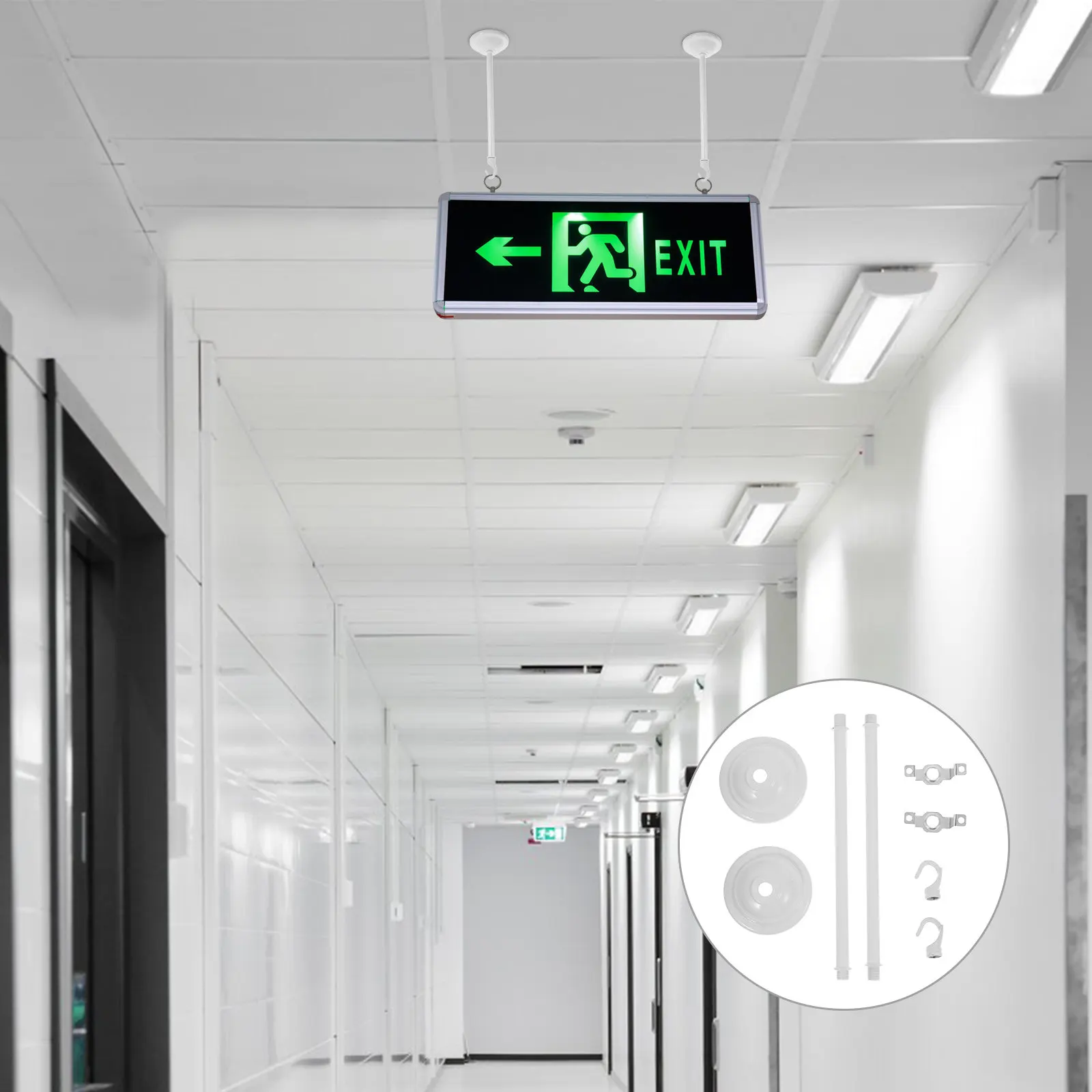 Emergency Light Hanging Bars 2Pcs Quick-Install Exit Sign Fixture for Garage Mall Office