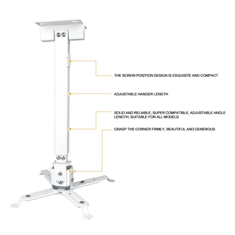 GO-Projector Mount,Universal Full Motion Ceiling Bracket With Extendable Arms Swivel Mount For Home And Office Projector