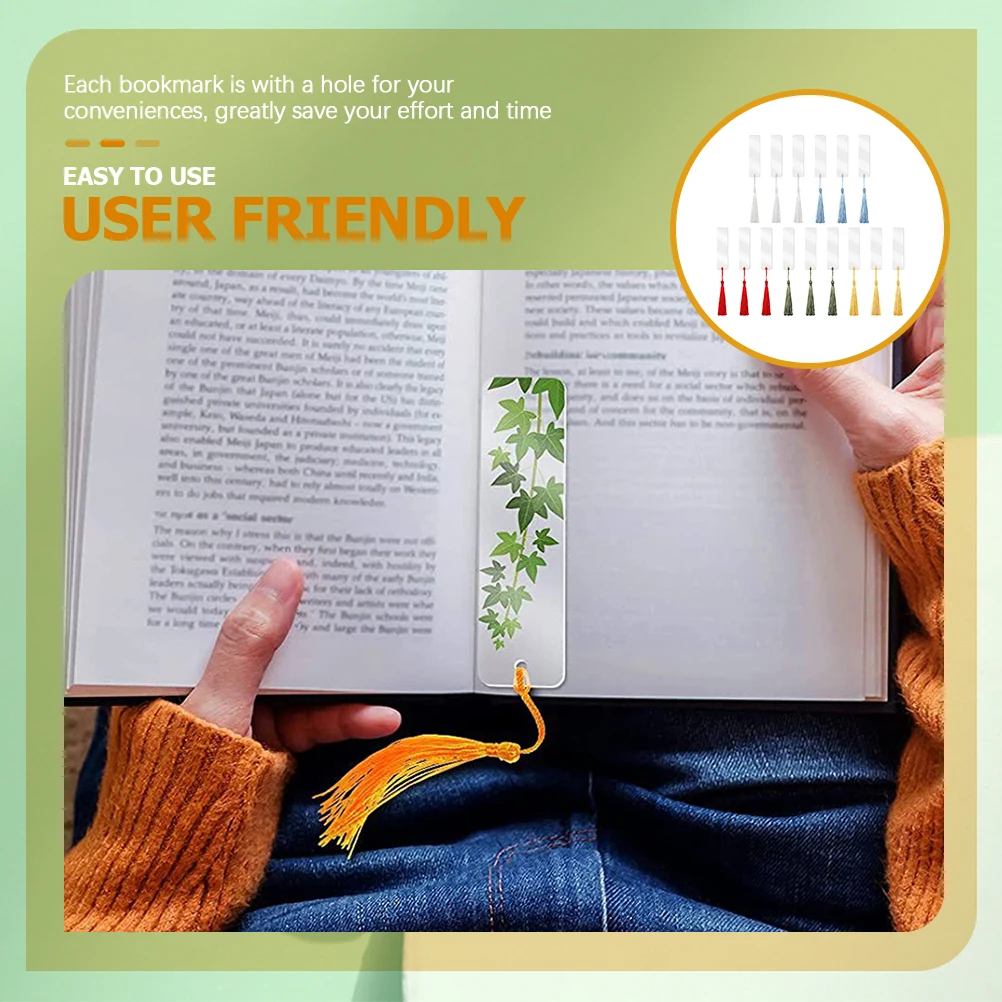 

15 Pcs Bookmark Tassel Decoration Decorative Bookmarks Bulk for Adults Blank Sunlimation Heat Transfer Acrylic Cute