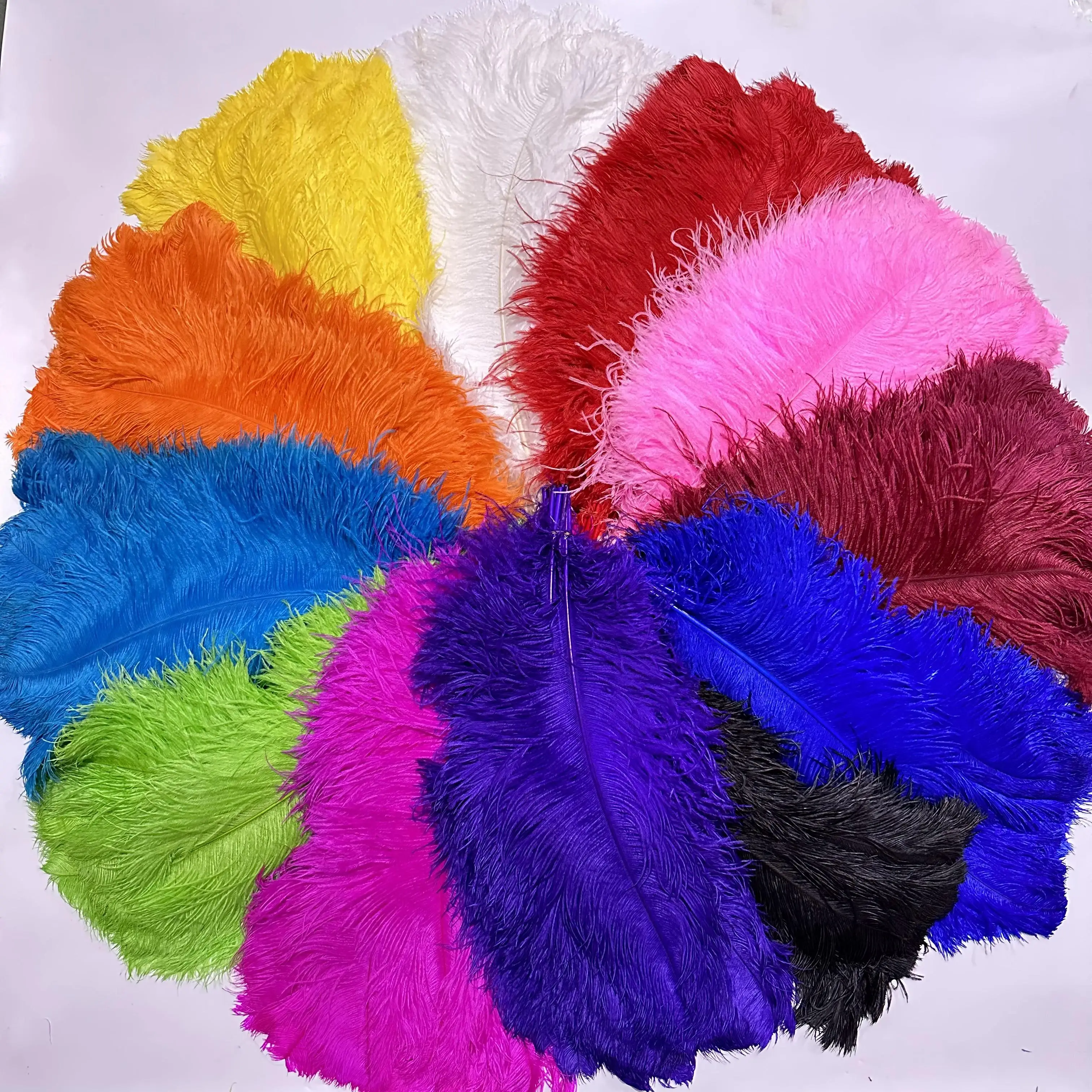 10Pcs Large Big Pole Ostrich Feather Decor 40-45cm Long Multicolor Feather DIY Halloween Party Wedding Carnival Decoration Pluma