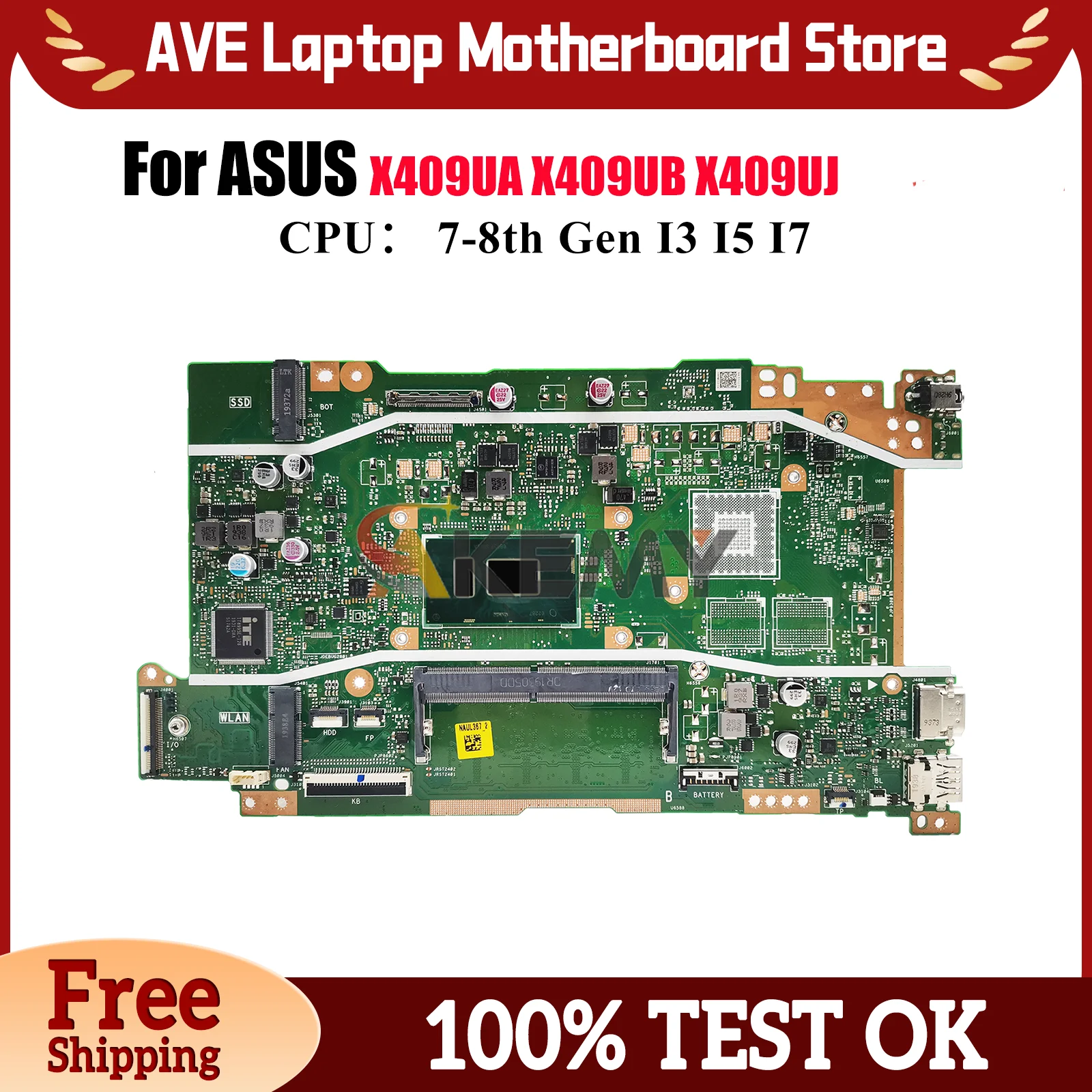 

Материнская плата для ноутбука X409UA ASUS VivoBook X409U X409UB A409U X409UA F509U X409UJ F409U A509U, материнская плата I3 I5 I7, тест процессора ОК