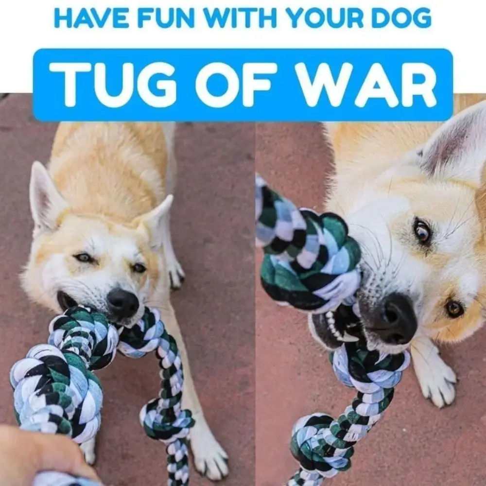 

Cotton Dog Chew Teeth Cleaning Training Double Cotton Chew Knot Toys Pet Supplies Non-Toxic Indestructible Dog Rope Tug of War