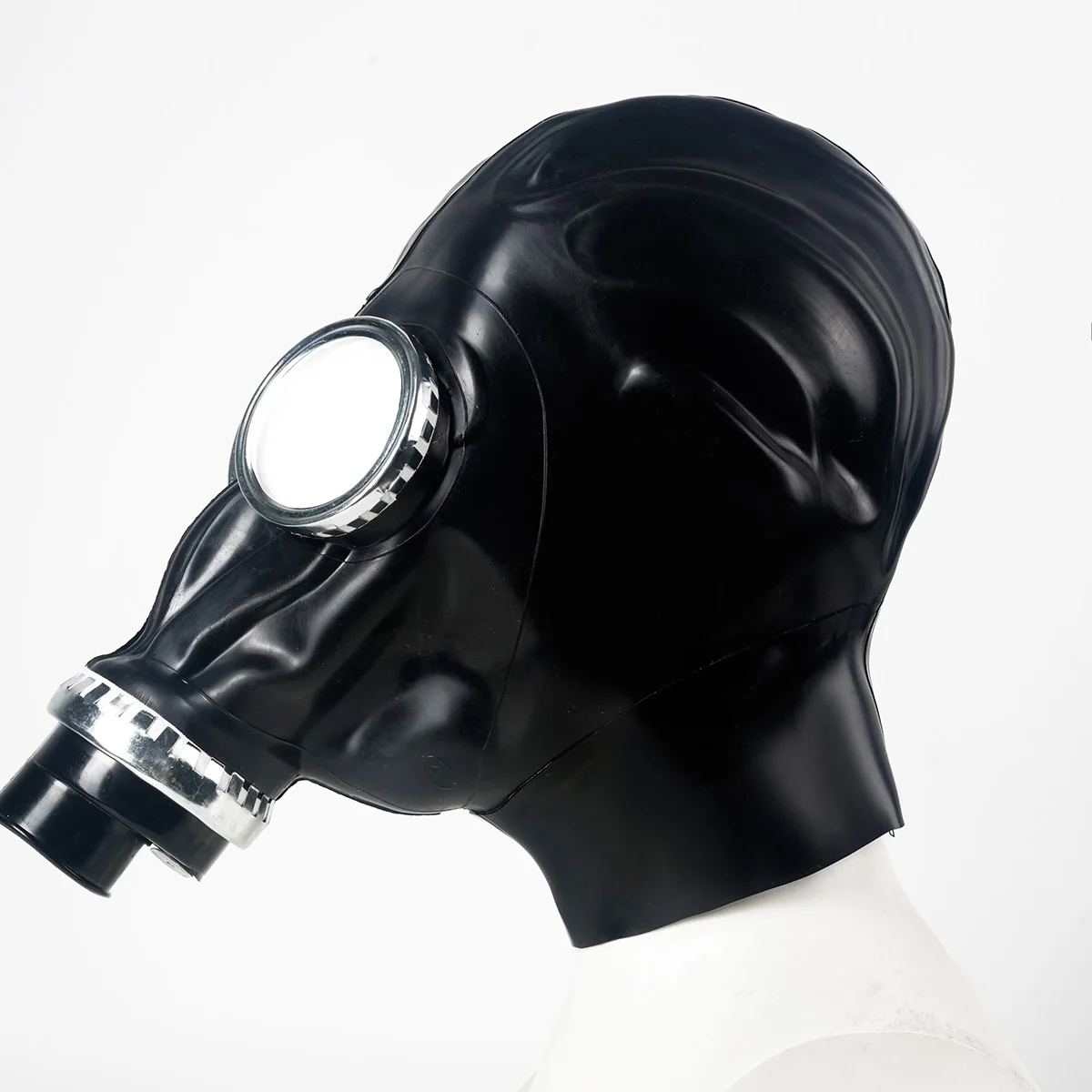 0.6mm Latex Rubber Gas Hood Punk Mask All-inclusive Closed Headgear Respirator Rear Zipper RLM300