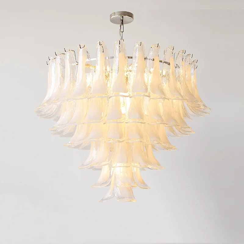 

American LED frosted white glass chandeliers, dimmable, ceiling lighting for dining room, Lustre stainless steel body