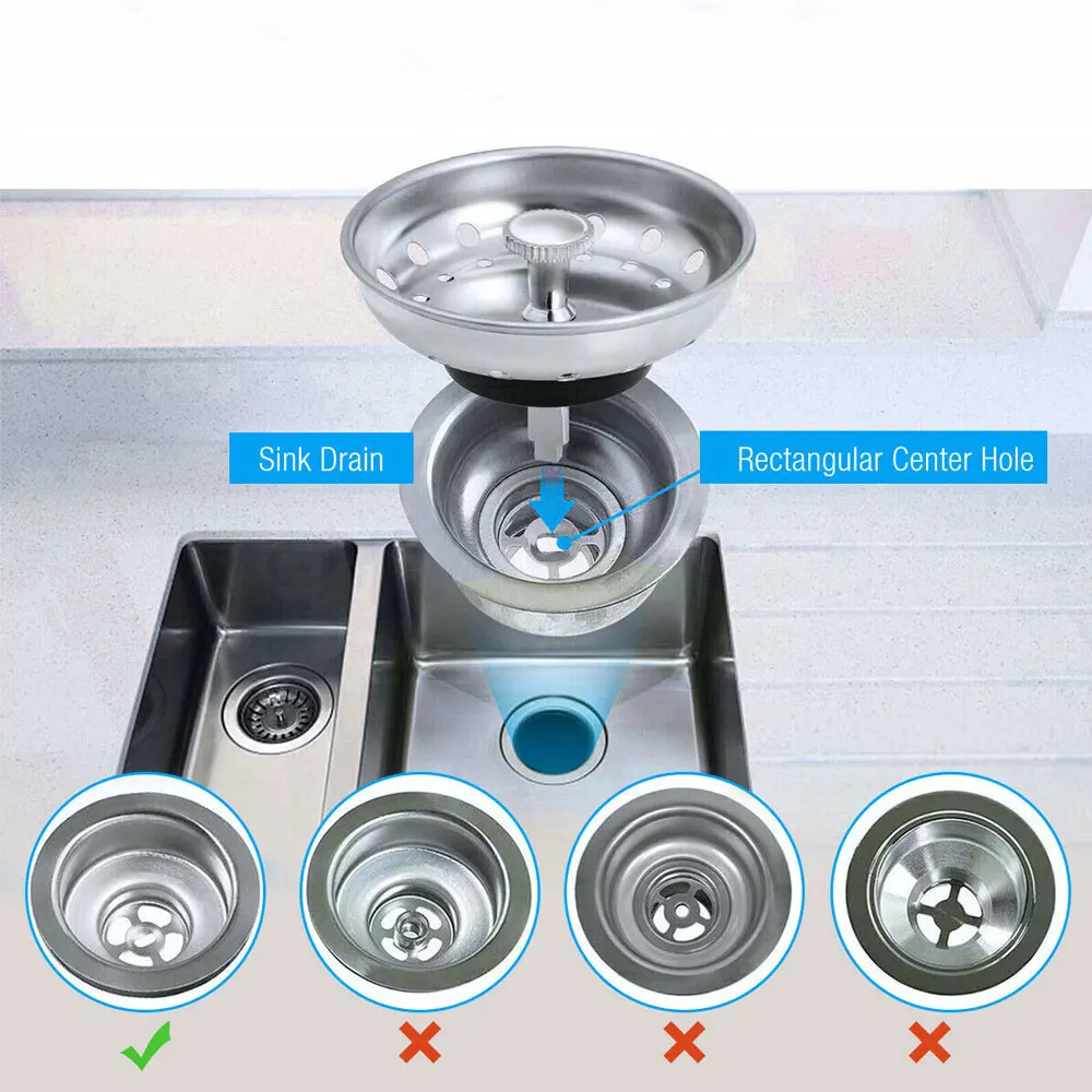 Tapón para colador de fregadero de cocina, cesta de drenaje de acero inoxidable, accesorios de cocina, 2 piezas