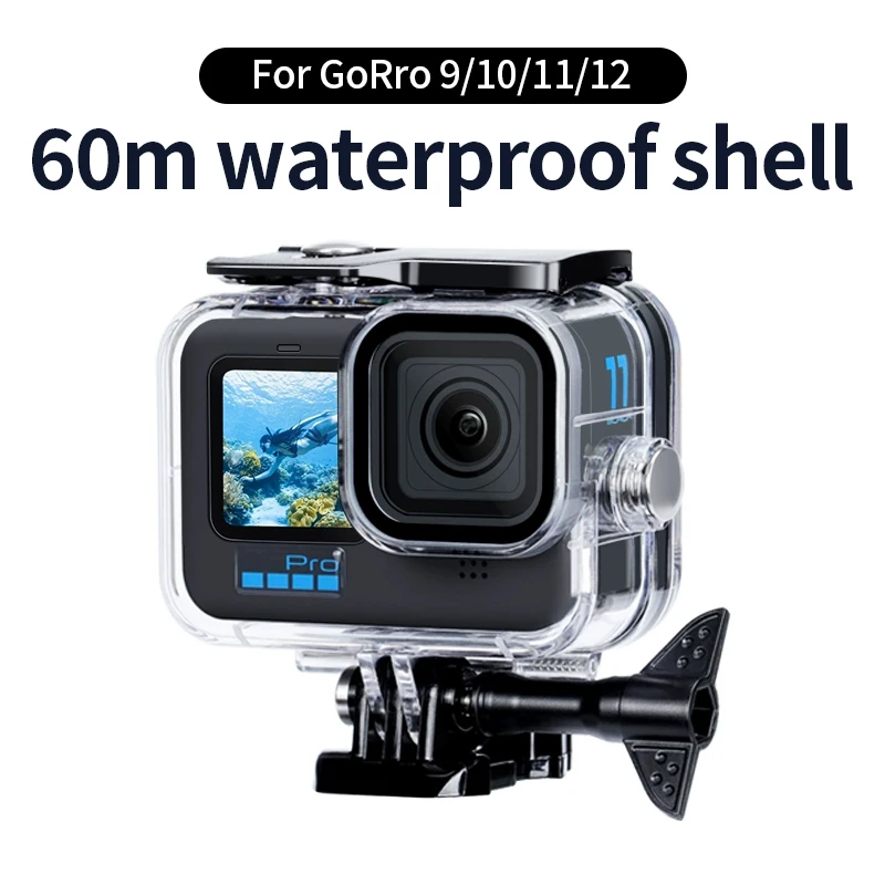 Für gopro hero 11 10 9 schwarz gehäuse wasserdicht 60m gehäuse tauch schutz für go pro 9 10 gopro9 unterwasser abdeckung zubehör