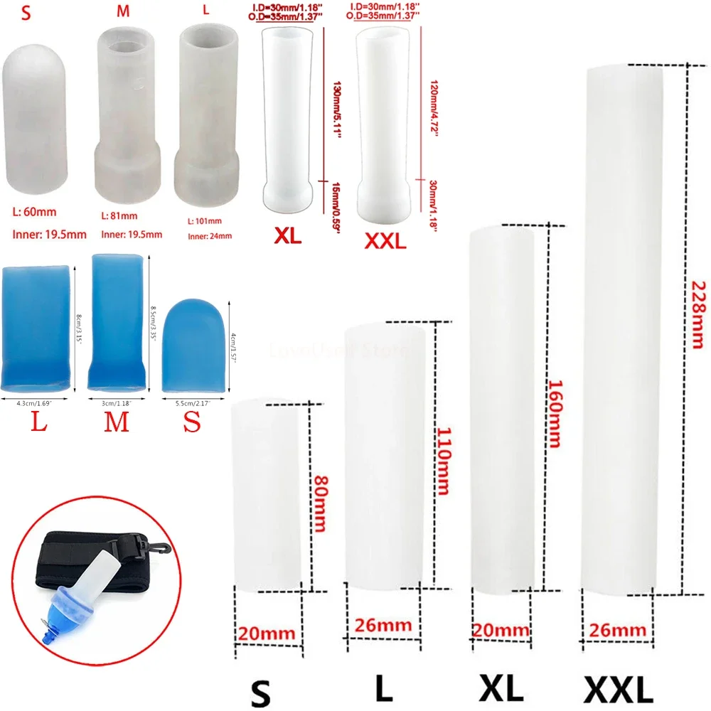 Penis Sleeve Extender Pump Vacuum Cap Accessories Enlargement Glans Protector Reusable Soft Silicone Case Stretcher Clamping Kit