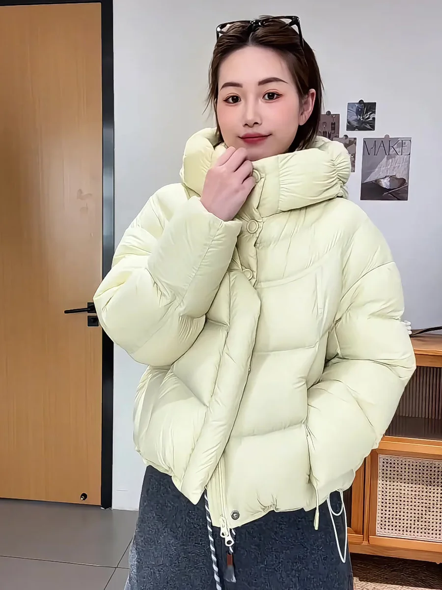 Manteau d'hiver pour femme en duvet blanc 90% de luxe, polyvalent, anti-âge, jaune, avec capuche, chaud, long...