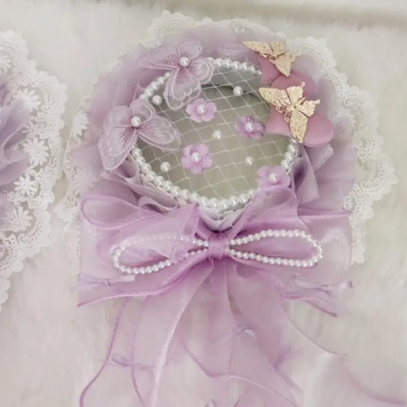 49mf platte top hoed ruches kanten haarclip cosplay hoofddeksel elegante hoed haarspeld koninklijke stijl anime