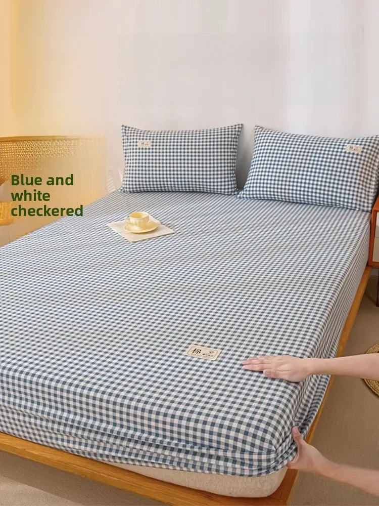 Indigo Pure Cotton Thickened Flocking Bed Sheet Single Piece Simple Modern Style Autumn Winter Double Single Bed Cover Quilt