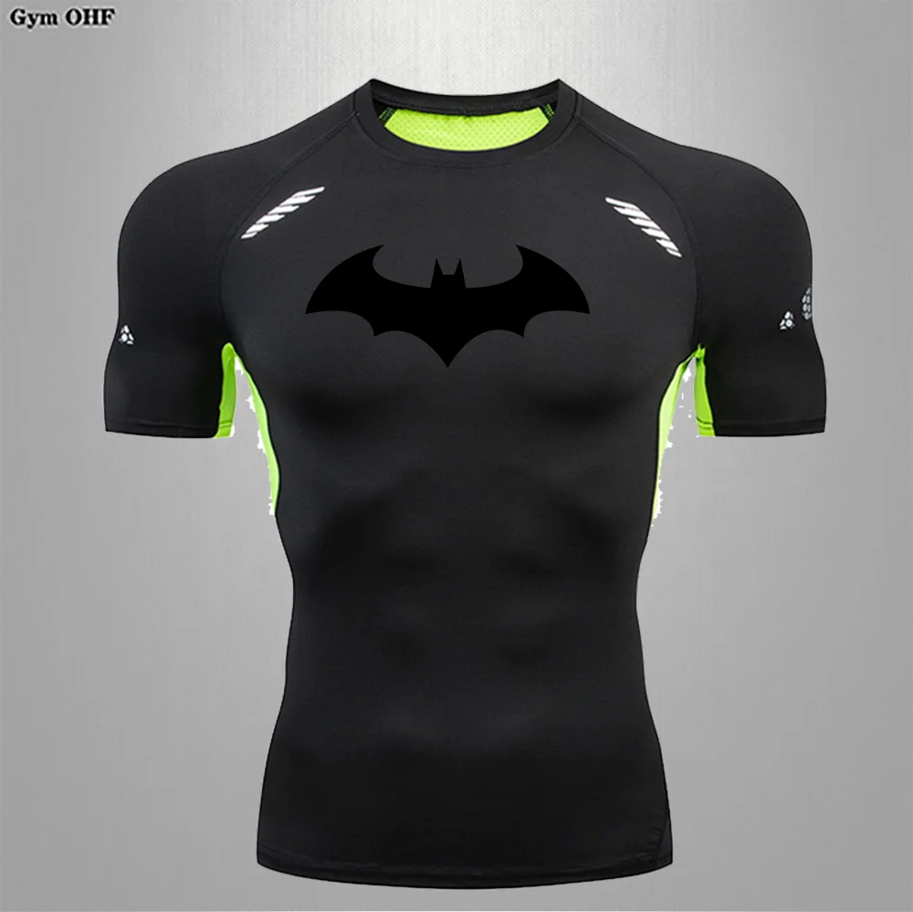 Man Bat Compression Shirt Men\'s Long Sleeve Running T-Shirt Sun Protection Second Skin Breathable Quick Dry Rashgarda Top Sports