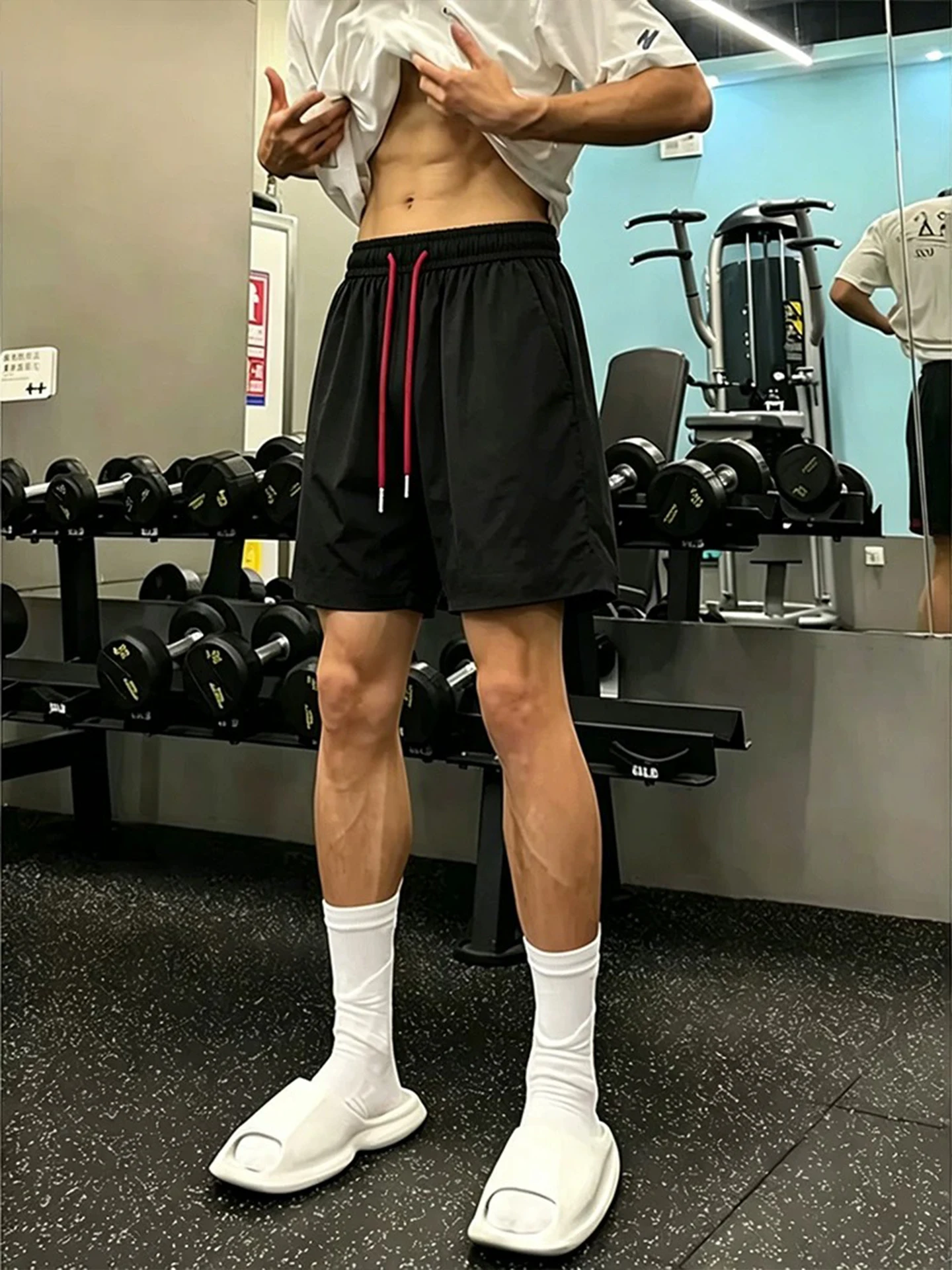 Quick Dry American Style Men's Shorts Summer Color Block Fitness Sport Training Outdoor Casual Beach Five-Quarter Length