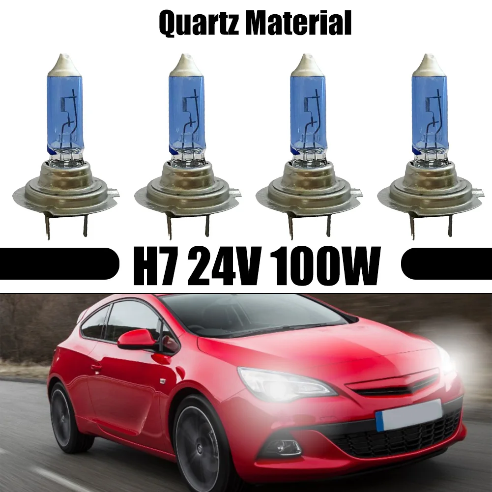 

Для автомобилей с лампочками H7, лампочки для фар, автомобильные фары 100 Вт, 24 В, 4 шт., 6000 К, лампы для фар H7, супер белые