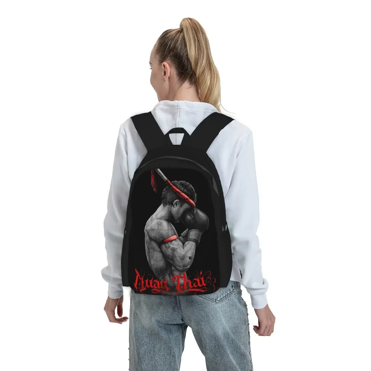 

Muay Thai Boxing Fighter Backpack Student BookBag Kids School Bag Computer Shoulder Bags for Men Women