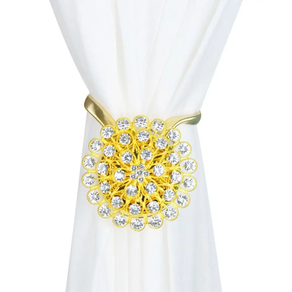 

Flower Shape Magnetic Curtain Holdback Clips Sparkling Crystal Attractive Design Curtain Tiebacks Flower Type Magnet Fastening