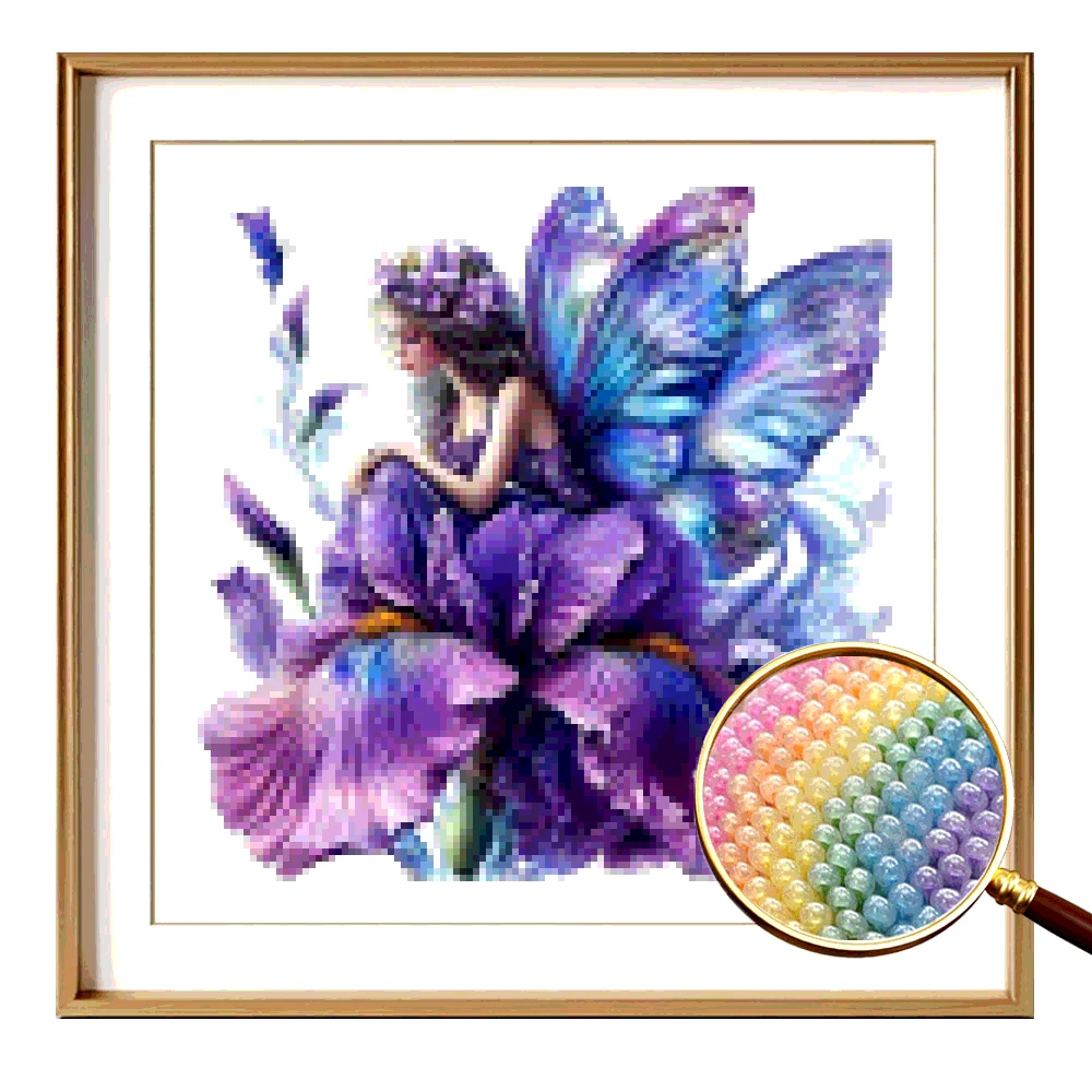 

Фиолетовый сказочный цветочный узор, набор для вышивания частичных бусин «сделай сам», идеально подходит для декора гостиной, спальни