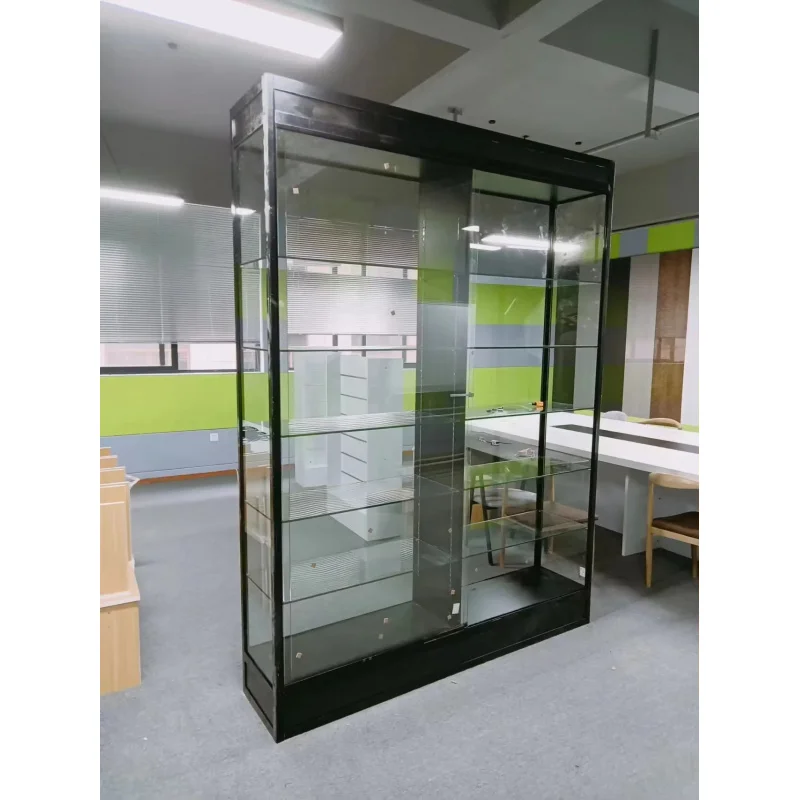 custom.KEWAY Factory Custom 4ft Smoke Shop Custom showcase Aluminum Frame Tempered Glass Display Full showcase with Led L