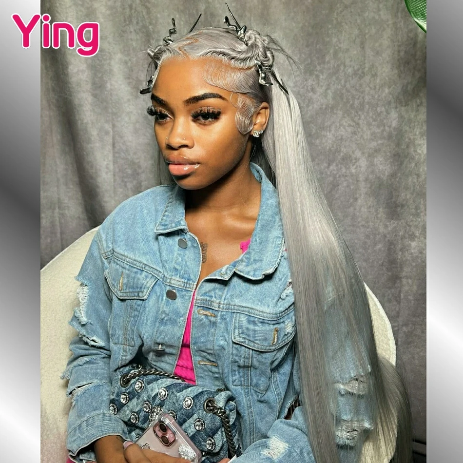 Moonlight Silver Color Brazilian 12A Bone Straight 13x4 Lace Frontal Wig PrePlucked With Baby Hair Ready Go 13x6 Lace Front Wigs