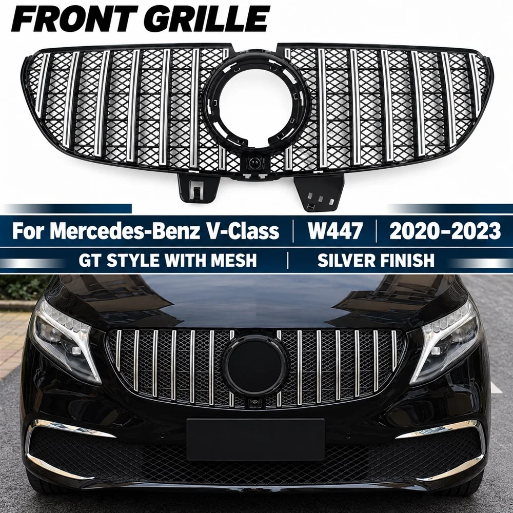 Front Grille for Mercedes-Benz V-Class W447 2020-2023 GT Style V200d V220d V250d - Radiator Grill Replacement
