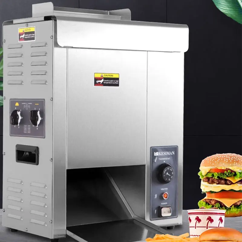 Fast Food Shop Hamburger Bun Toaster Vertical Stainless Steel Hamburg Machine Simple Operating Burger Bun Toaster
