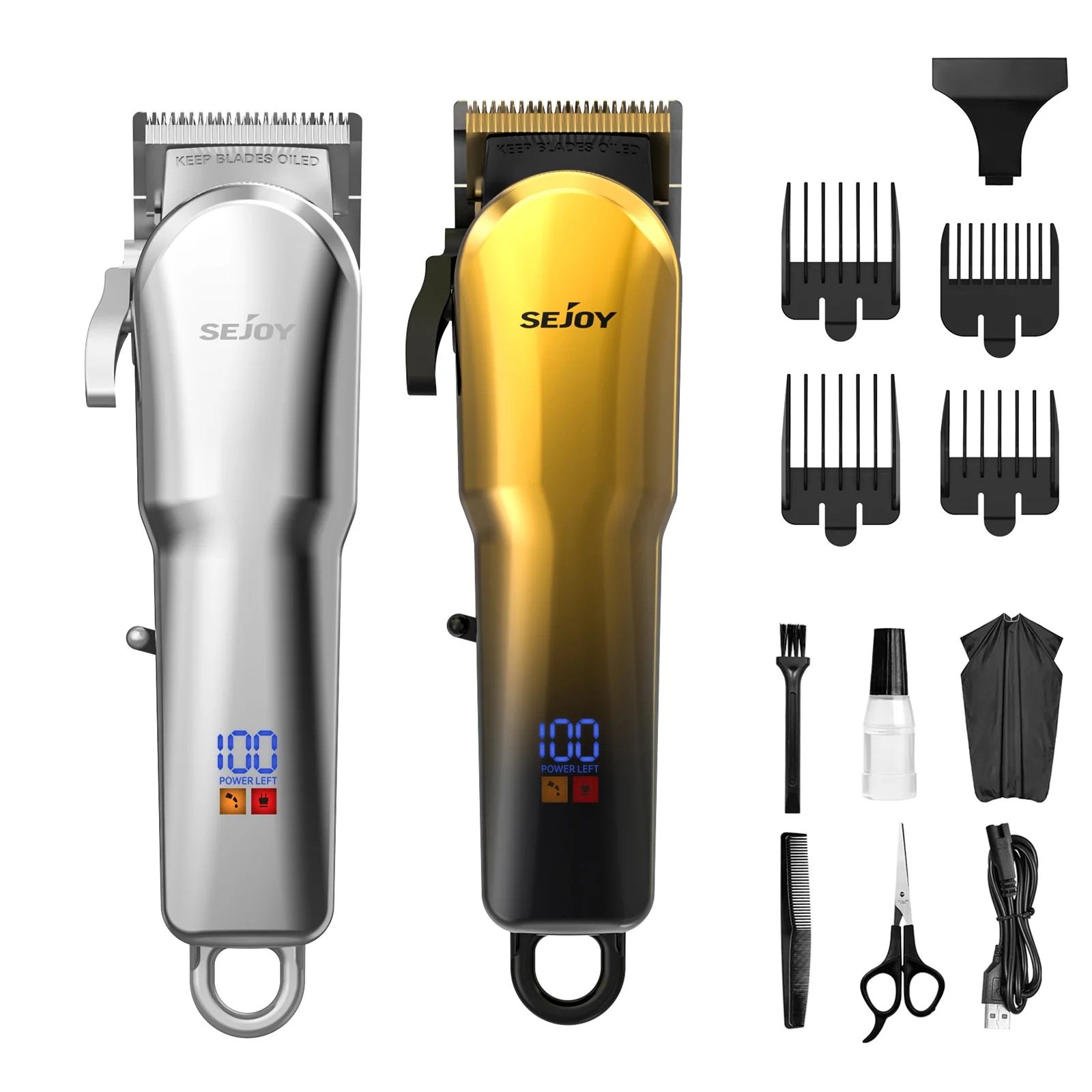 Haarschneidemaschine für Männer, kabelgebunden und kabellos, professioneller Friseur-Haarschneider, wiederaufladbar, verstellbare Schnittlänge, Bart- und Haarschneide-Set für Schnurrbart, Koteletten,