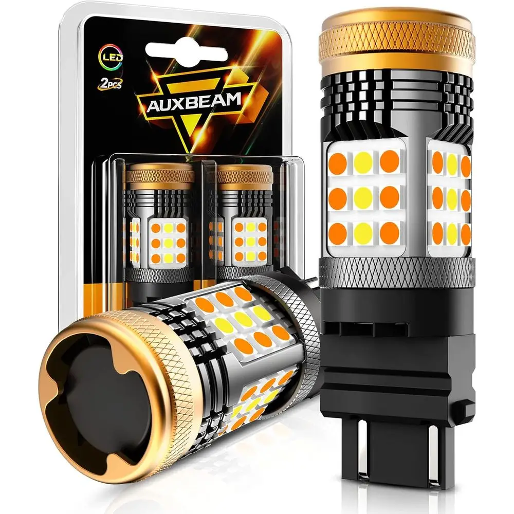 

Switchback LED Bulbs with Built-in Resistor for CANBUS Error Free Operation, T25 3057 3457 4157, White and Amber, 600% Brighter