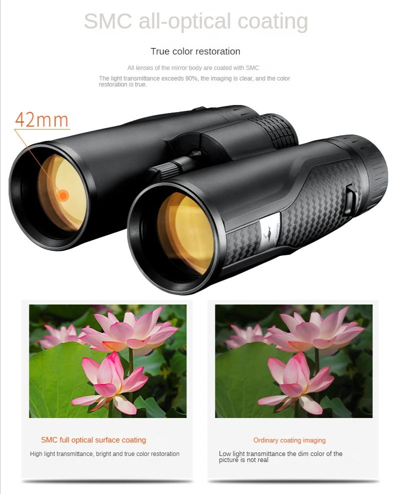 Shuntu Powerful ED Binoculars 8x42 10x42 Long Range IPX7 Waterproof Bak4 Prism SMC Optical Coating For Hunting Camping Travel