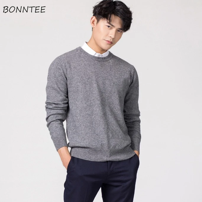 

Knitted Pullovers Men Keep Warm Tender Slim Casual Sweaters Various Colors Daily All-match Minimalist Korean Style Handsome Male