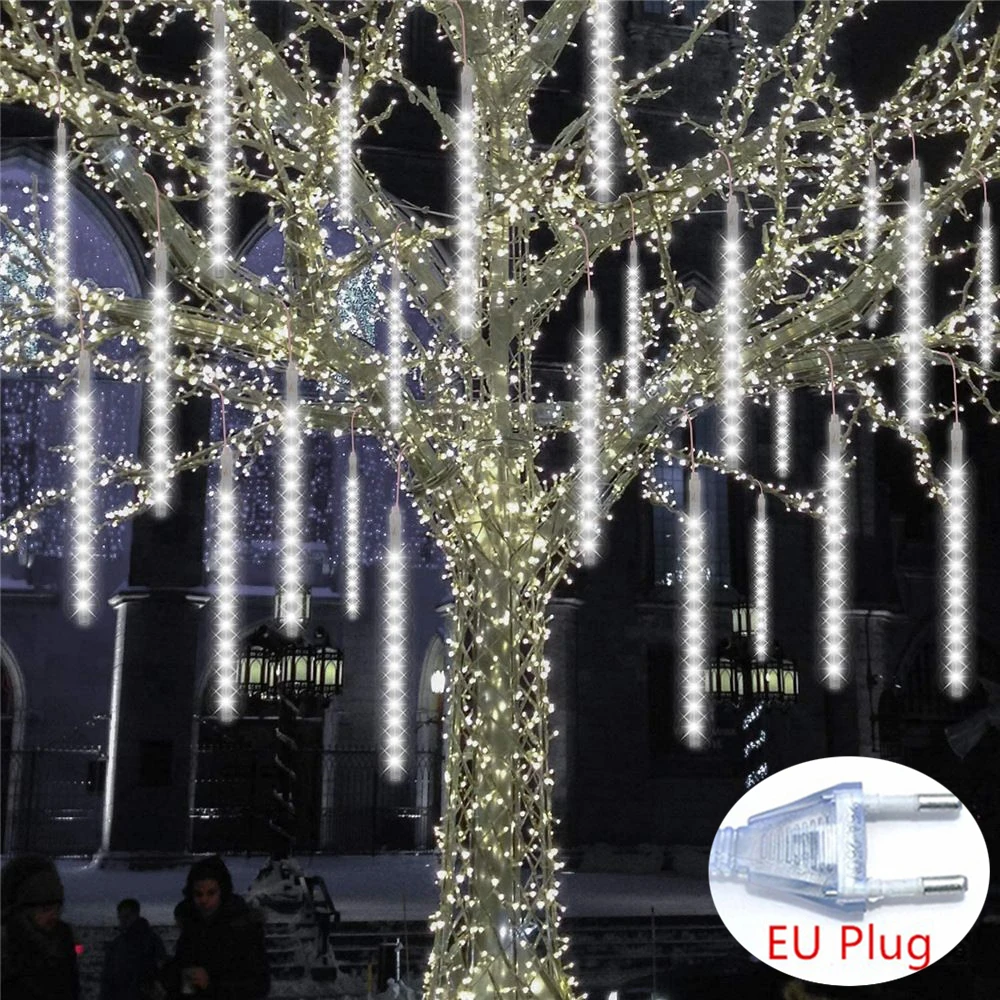 Fairy String Holiday Lighting 30/50cm 8 Tube EU Plug LED Meteor Shower Light For Christmas Garden Decoration Light Tree Decor