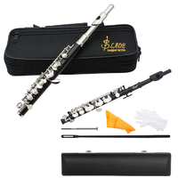 Black Silver Piccolo Professional C Key Piccolo with Padded Case Cleaning Cloth Stick Screwdriver Accessories