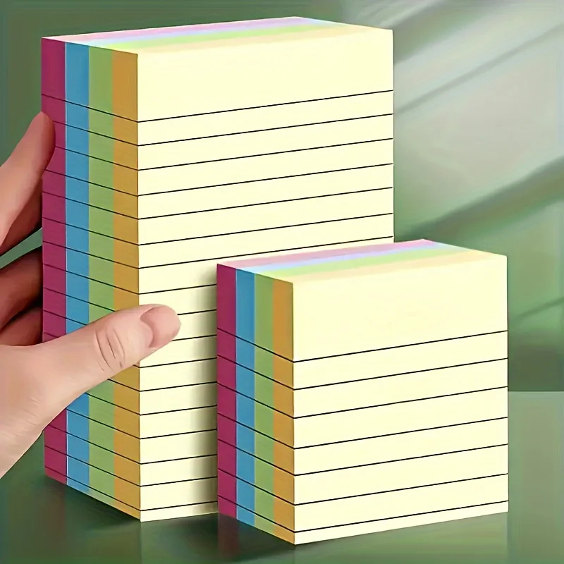 200-Piece Colorful Lined Sticky Notes - Square, Easy-To-Use For Students & Office, Perfect Back To School Supplies