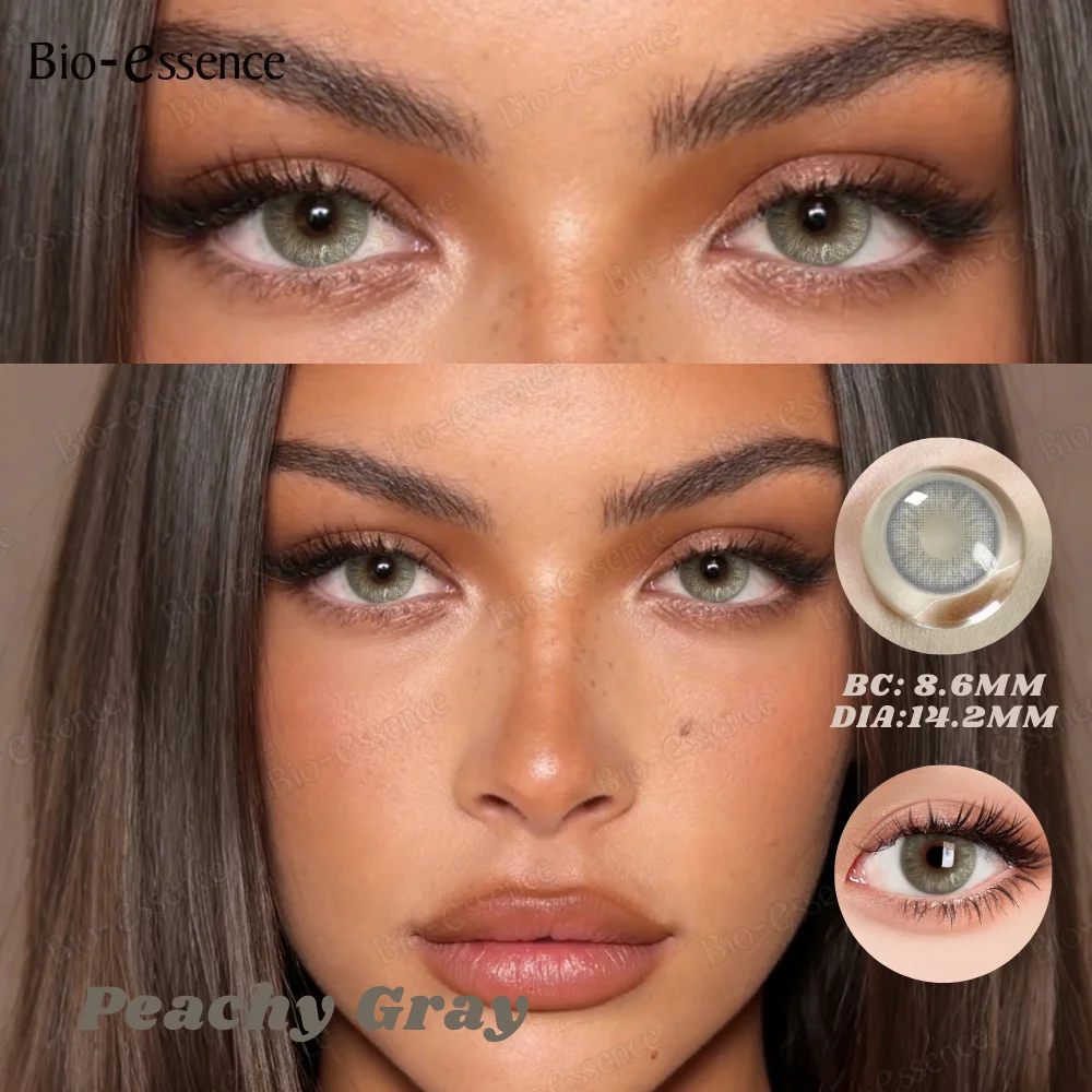 Bio-essense - 2 Lentes de Contacto de Color Natural para Ojos, Lentes Grises, Lentes Azules, Lentes Verdes, Lentes Blandas, Maquillaje de Belleza