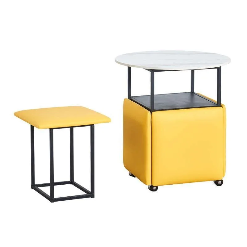 Can store multi-functional Rubik's Cube stool coffee table combination, five-in-one household edge corner few low stools