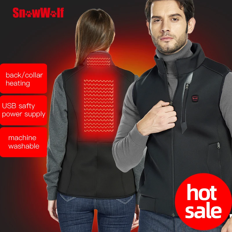 Snowwolf aquecido colete masculino usb aquecido jaqueta de aquecimento colete térmico roupas caça colete inverno jaqueta de aquecimento