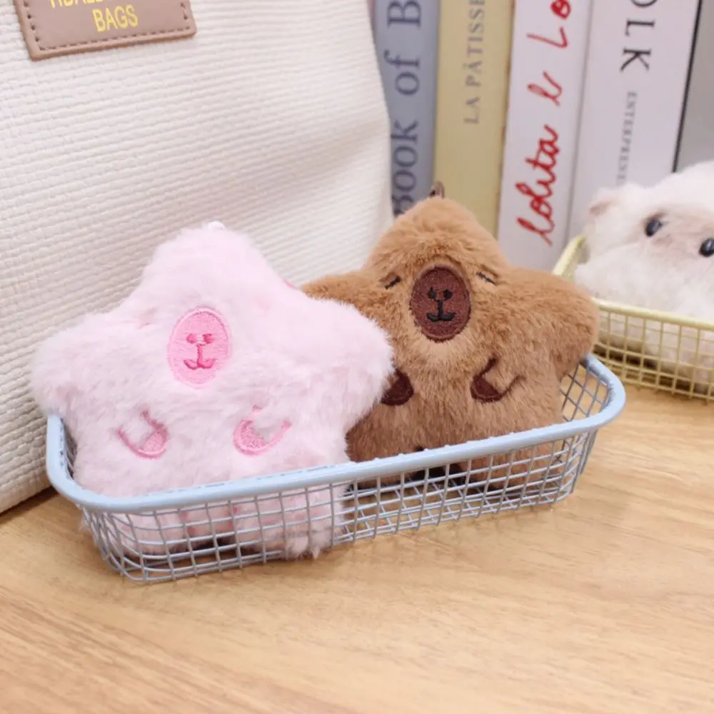 Fashion Pentagram Shape Capybara Plush Pendant Lovely Simulation Animals Doll Toy Unisex Bag Keyring Hanging Accessories