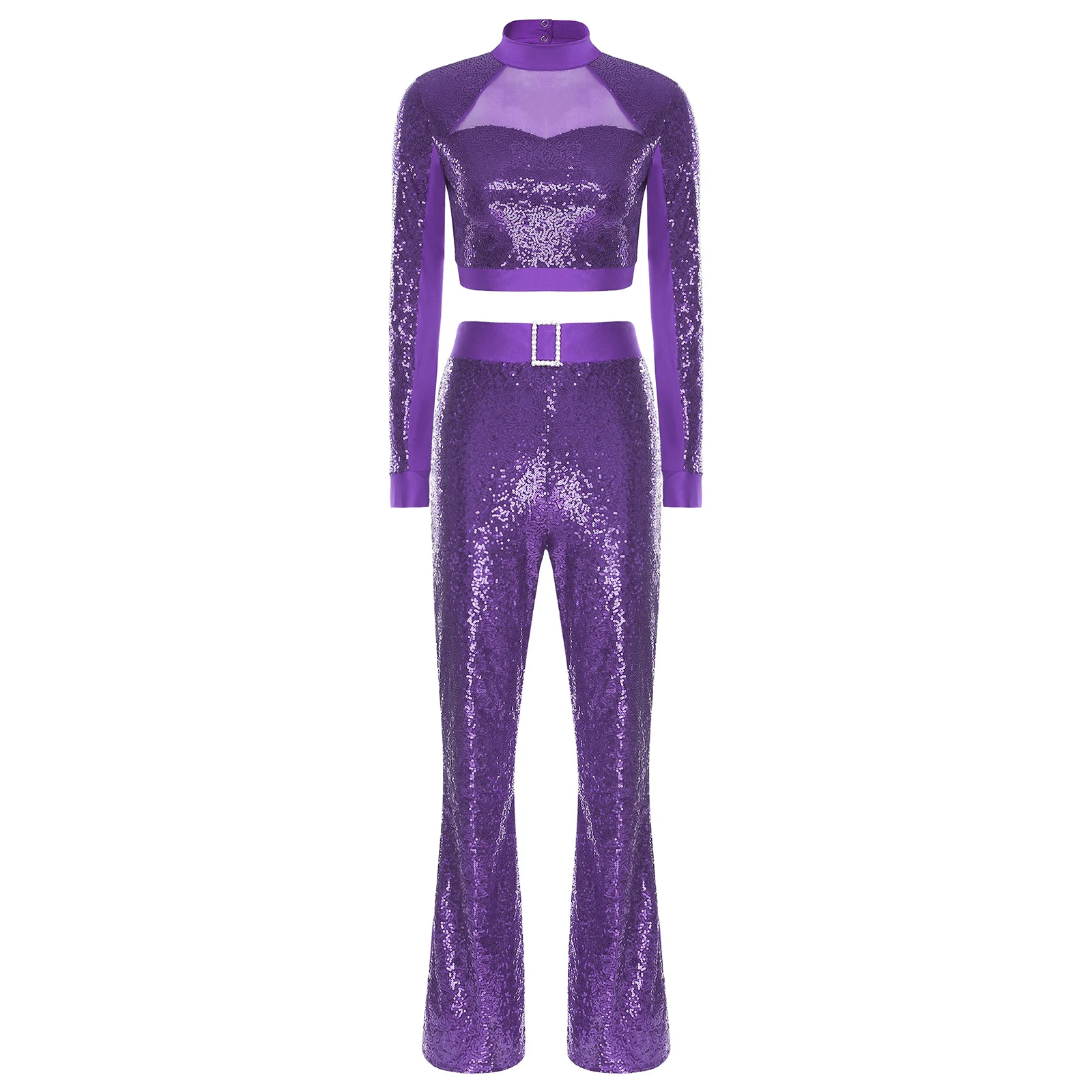 Women Sequins Jazz Dance Costume Rumba Samba Street Dance Outfits Stage Singer Music Rock Sparkle Hip Hop Jazz Dance Disco Suit